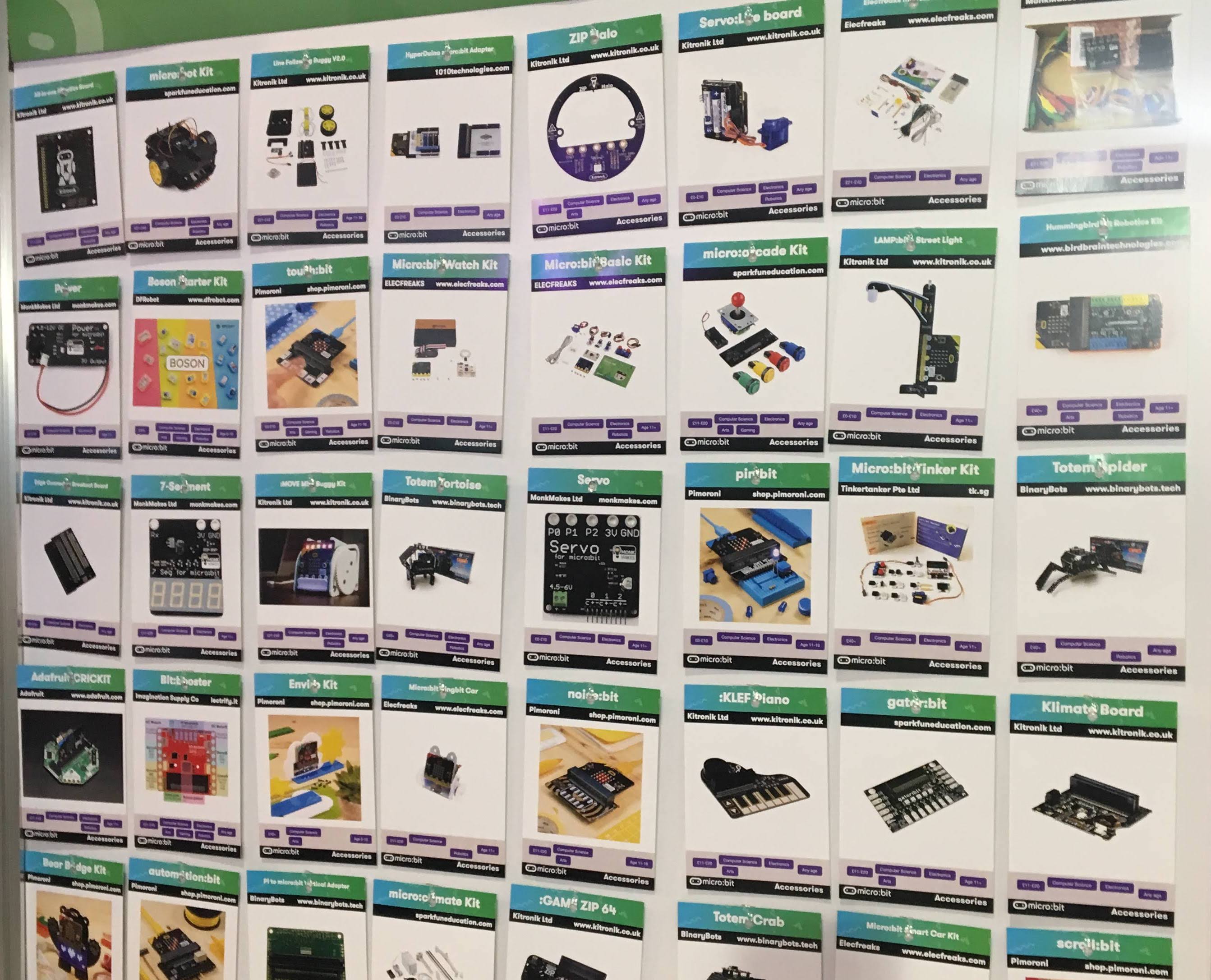 A wall of micro accessories